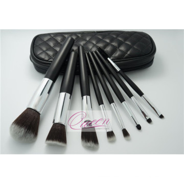 PU Bag Black Synthetic Cosmetic Makeup Brush Set 8 Pièces
